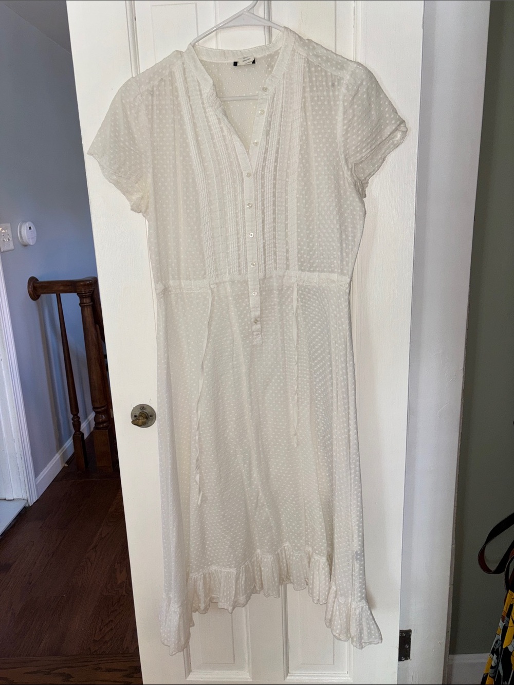 Ivory Swiss Dot Button-Down Midi Dress